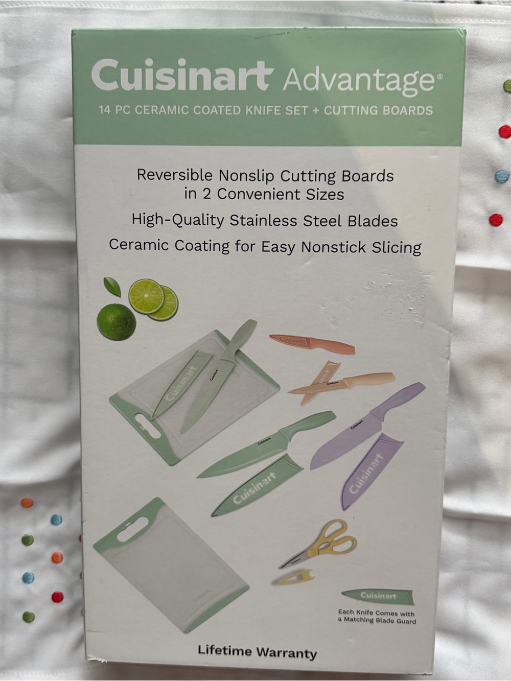 Cuisinart Advantage 14 Pc Ceramic Coated Stainless Steel Knife Set & Cut Board